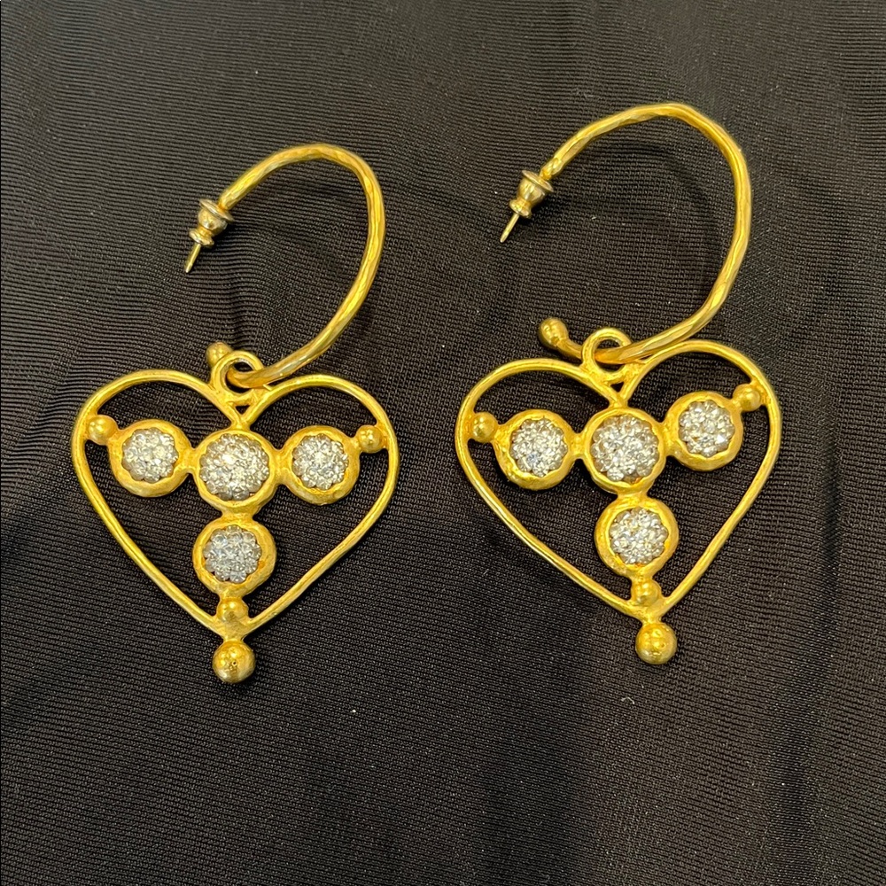 Elegant Gold and Silver Heart Earrings